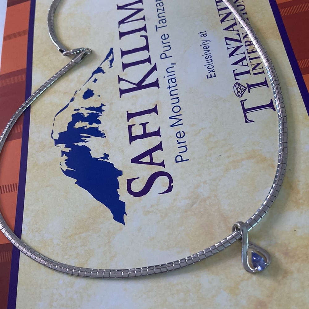 NWOT - Safi Kilima Omega Chain Necklace & Pear Shaped Tanzanite Slide Pendant*